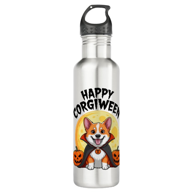 Botella De Agua Halloween Corgiween, Spooky Corgi Dog (Anverso)