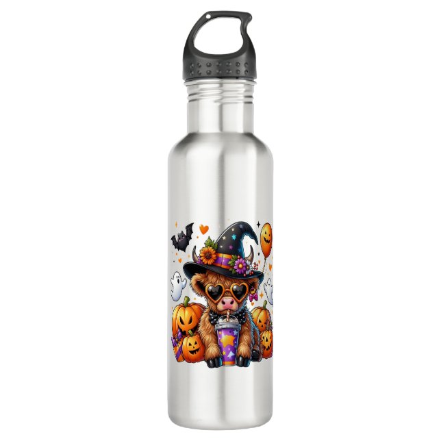 Botella De Agua Halloween Cute Highland Cow (Anverso)