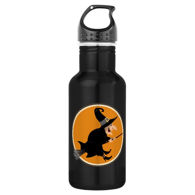 Botella De Agua Halloween de Brujas Voladoras (Anverso)