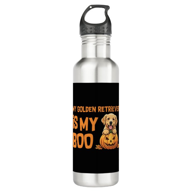 Botella De Agua Halloween de Golden Retriever (Anverso)