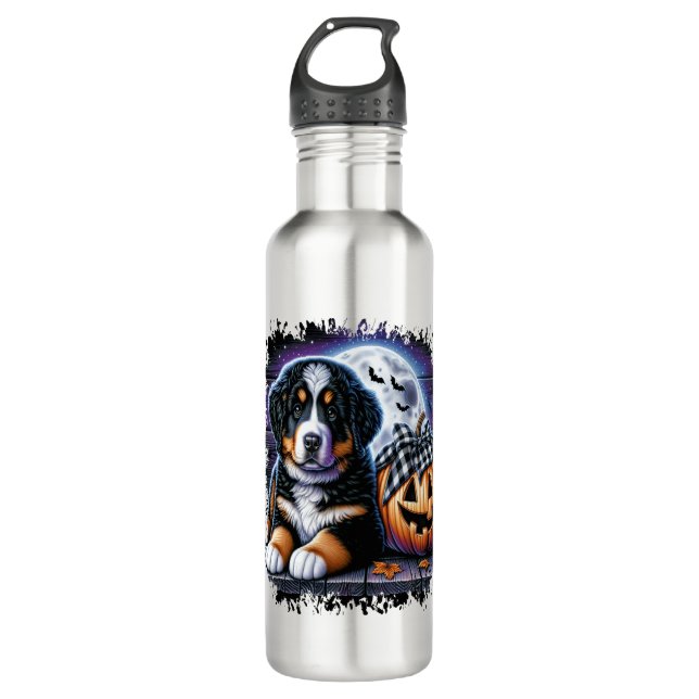 Botella De Agua Halloween de Perro de Montaña de Bernese (Anverso)