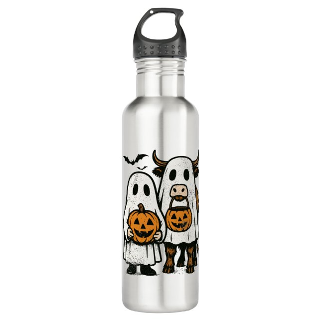 Botella De Agua Halloween del fantasma de las vacas en el altiplan (Anverso)