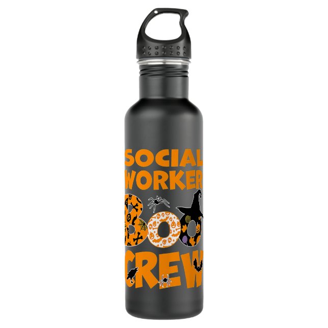 Botella De Agua Halloween del trabajador social Boo Crew (Anverso)