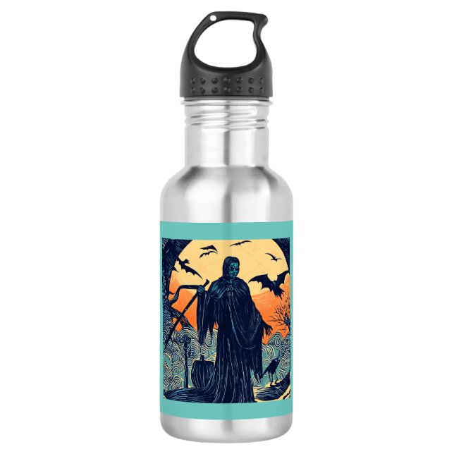 Botella De Agua Halloween - Estilo Woodcut 3 (Anverso)