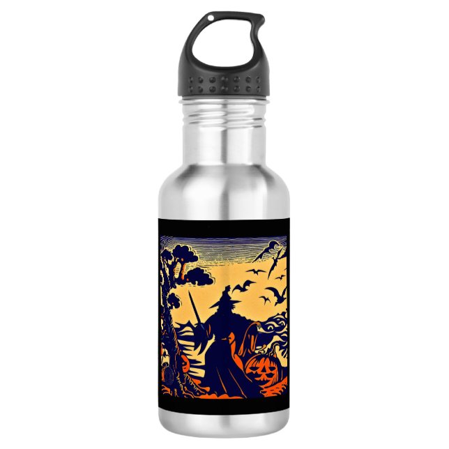 Botella De Agua Halloween - Estilo Woodcut 5 (Anverso)