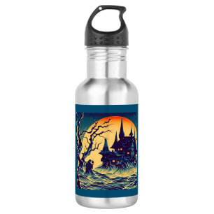 Botella De Agua Halloween - Estilo Woodcut 6