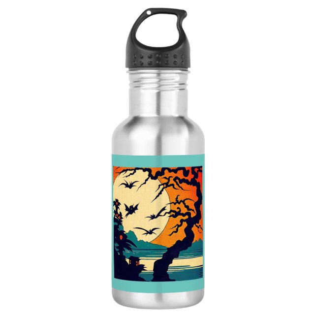 Botella De Agua Halloween - Estilo Woodcut 7 (Anverso)