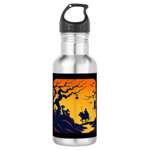 Botella De Agua Halloween - Estilo Woodcut 8