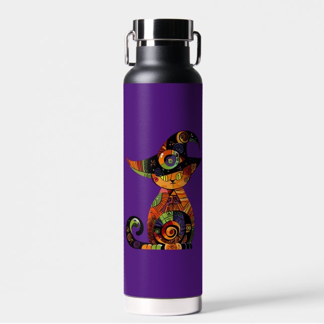 Botella De Agua Halloween/mística/gato/otoño (Delantero)