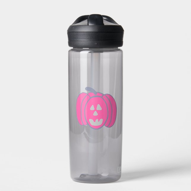 Botella De Agua Halloween rosa Jack-o-lantern (Delante)