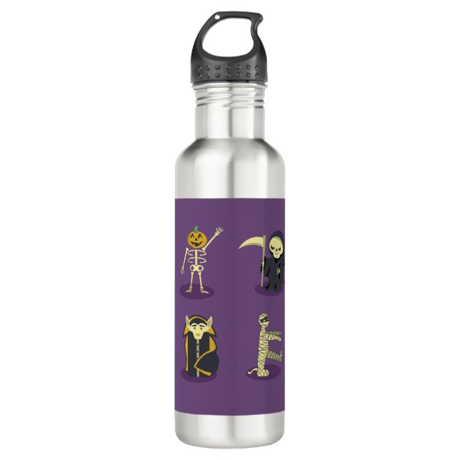 Botella De Agua Halloween Skeleton Dracula Mummy Grim Reaper (Anverso)
