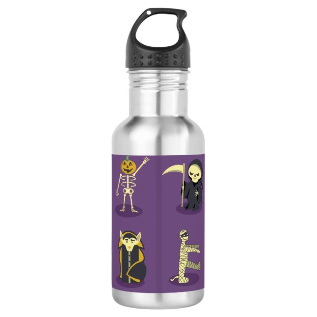 Botella De Agua Halloween Skeleton Dracula Mummy Grim Reaper (Anverso)