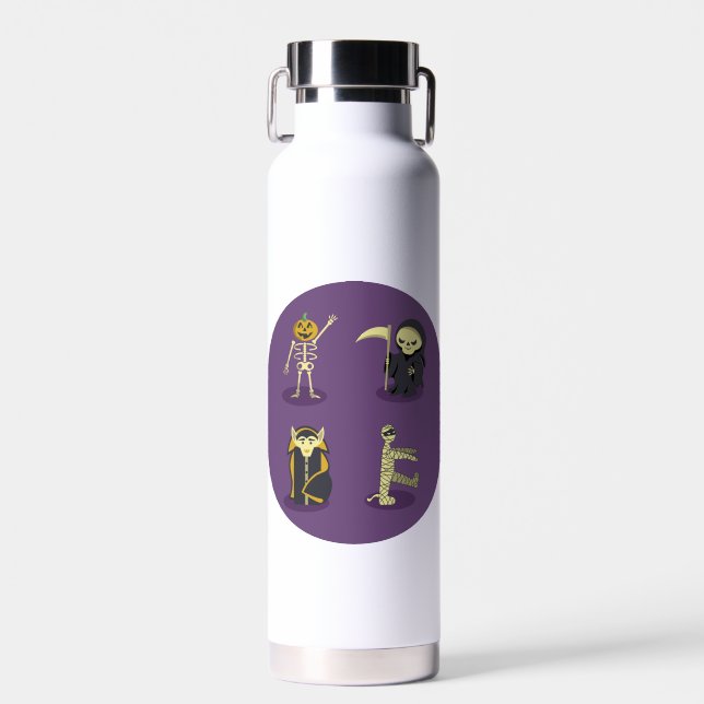Botella De Agua Halloween Skeleton Dracula Mummy Grim Reaper (Delantero)