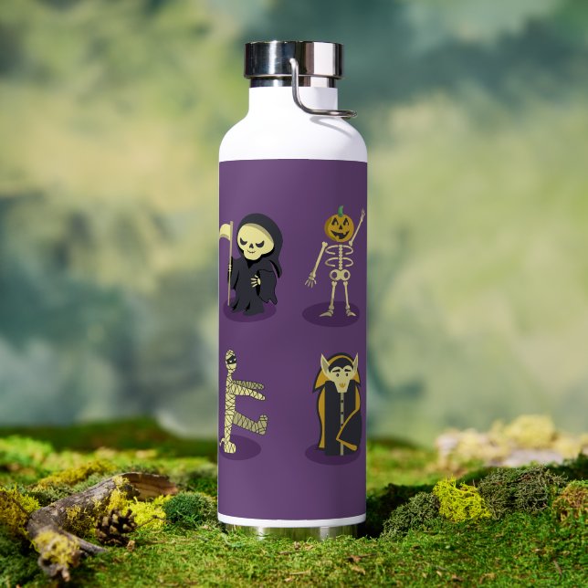 Botella De Agua Halloween Skeleton Dracula Mummy Grim Reaper (Exterior)