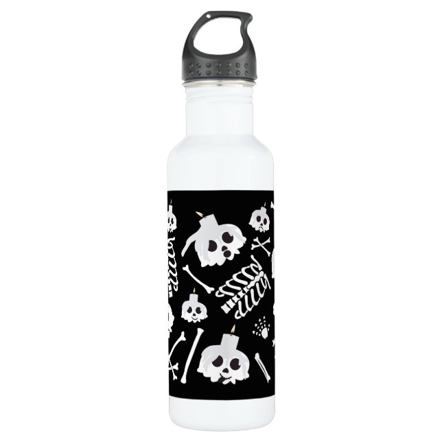 Botella De Agua Halloween Skeleton Skull Bones (Anverso)