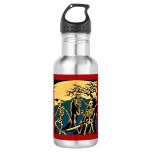 Botella De Agua Halloween - Skeletons Woodcut 4
