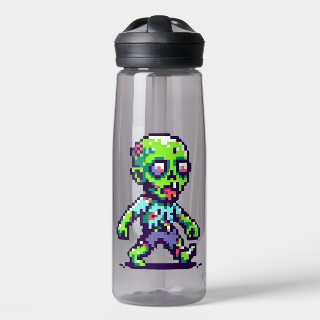 Botella De Agua Halloween zombie divertido de 8 bits (Delante)