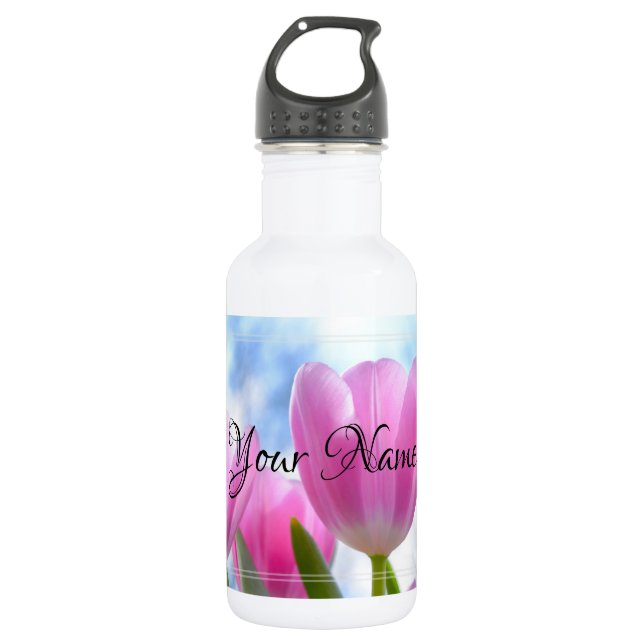 Botella De Agua HAMbyWG - Tulipanes rosados (Anverso)