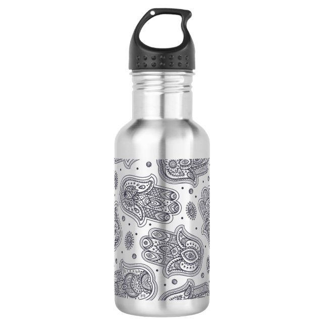 Botella De Agua Hamsa dibujado mano inspirado (Anverso)