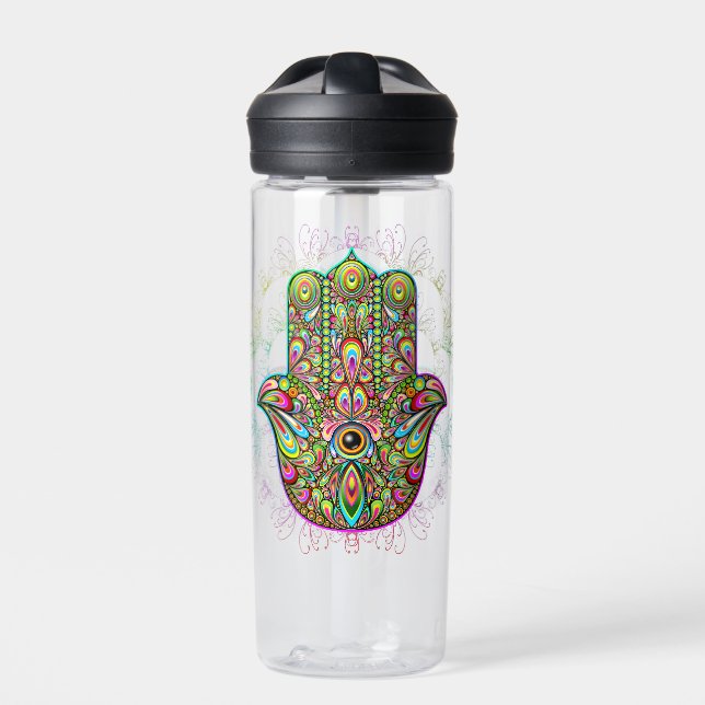 Botella De Agua Hamsa Fatma Hand Psychedelic Art (Delante)