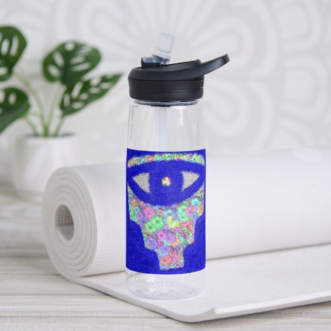 Botella De Agua Hamsa floral bonito brillo (Yoga (girado))