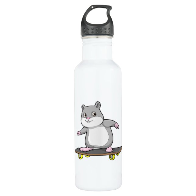 Botella De Agua Hámster como Skater con Skateboard (Anverso)