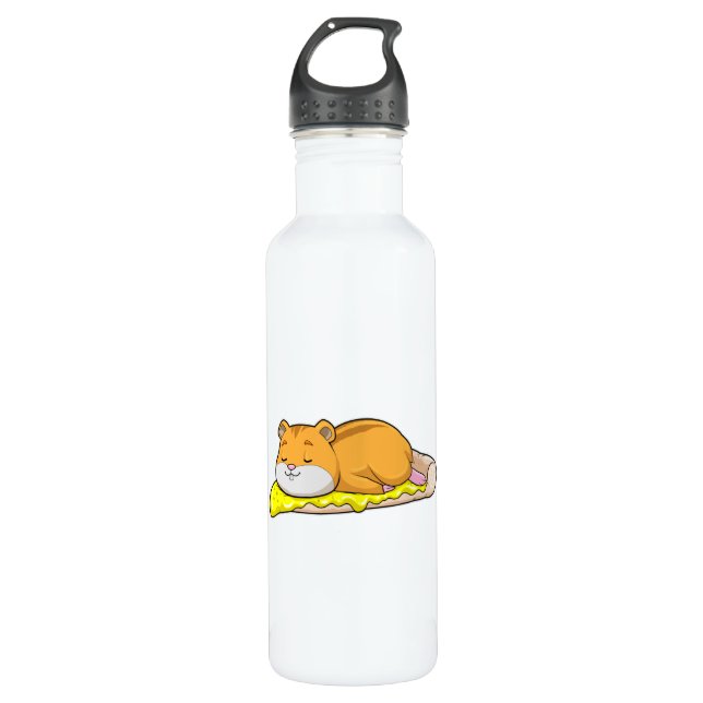 Botella De Agua Hamster y pizza con queso (Anverso)