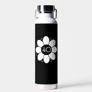 Botella De Agua Happy Big 40 Birthday Floral Design Pattern Black