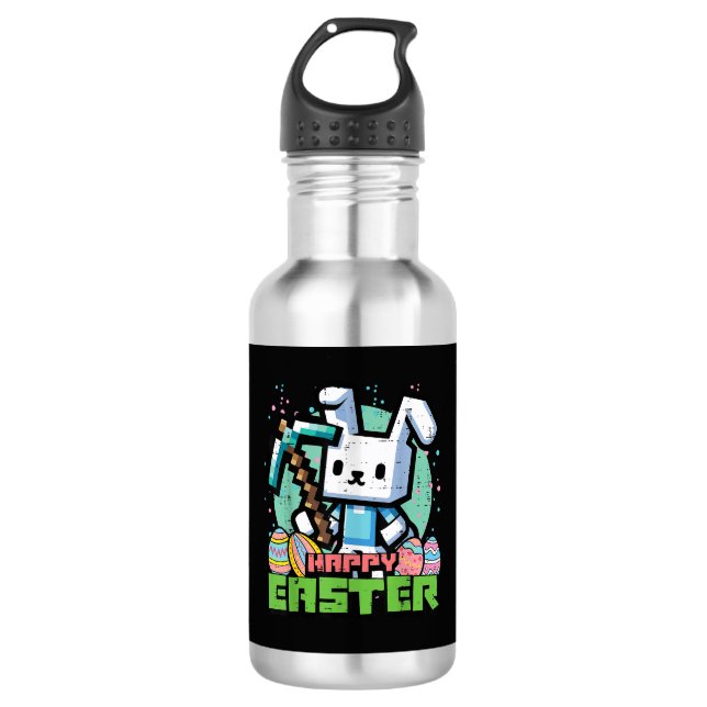 Botella De Agua Happy Easter Bunny Pixel Game  (Anverso)