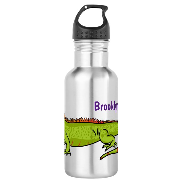 Botella De Agua Happy green iguana cartoon illustration (Anverso)