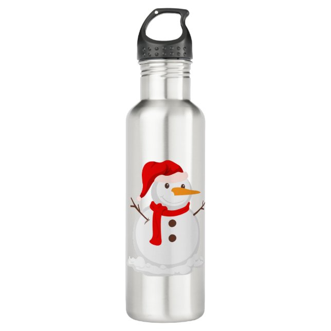 Botella De Agua Happy Snowman in a Santa Hat (Anverso)