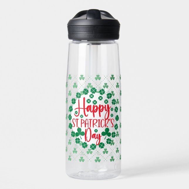 Botella De Agua Happy St. Patrick's Day Circle Design-63502 (Delante)