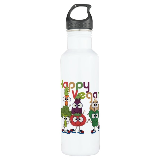 Botella De Agua Happy Vegan (Anverso)