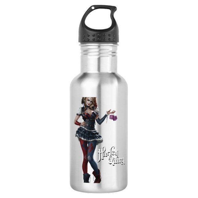 Botella De Agua Harley Quinn con dados difusos (Anverso)
