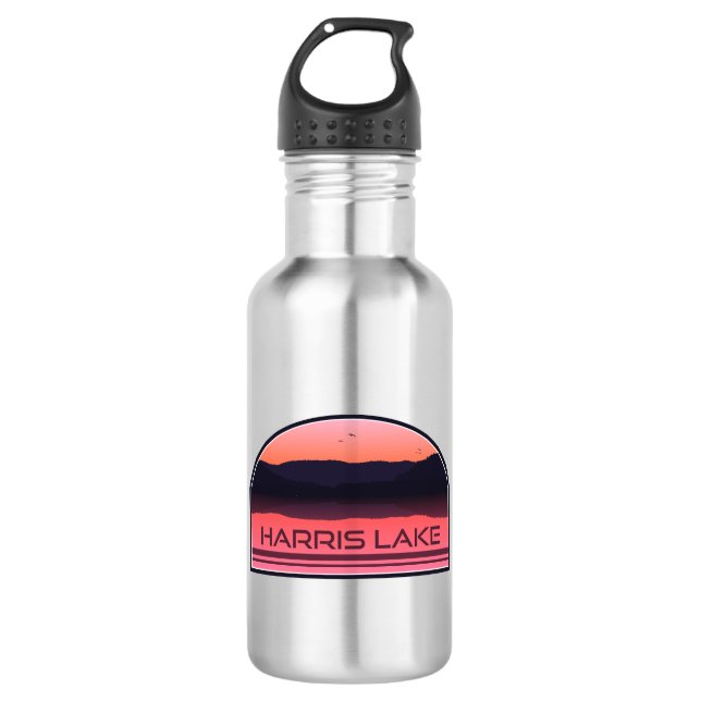 Botella De Agua Harris Lake North Carolina Red Sunrise (Anverso)