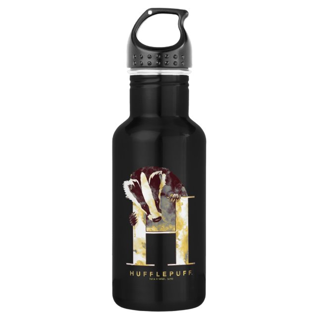 Botella De Agua Harry Potter | acuarela del Badger HUFFLEPUFF™ (Anverso)