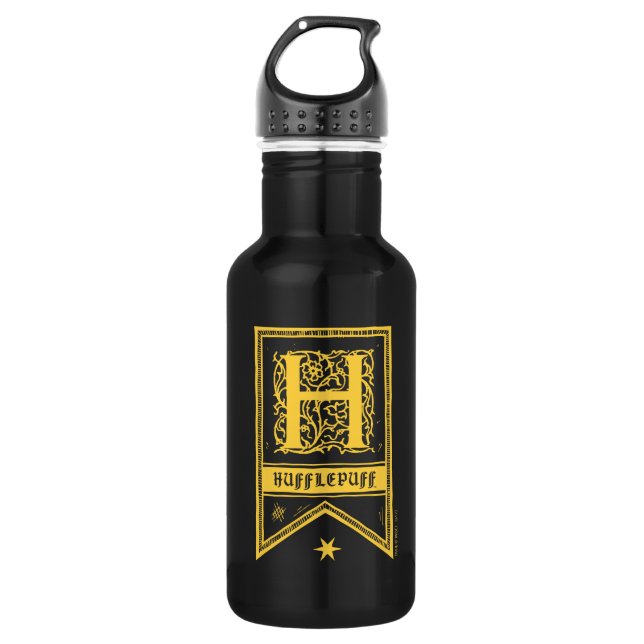 Botella De Agua Harry Potter | Bandera de Monograma de Hufflepuff (Anverso)