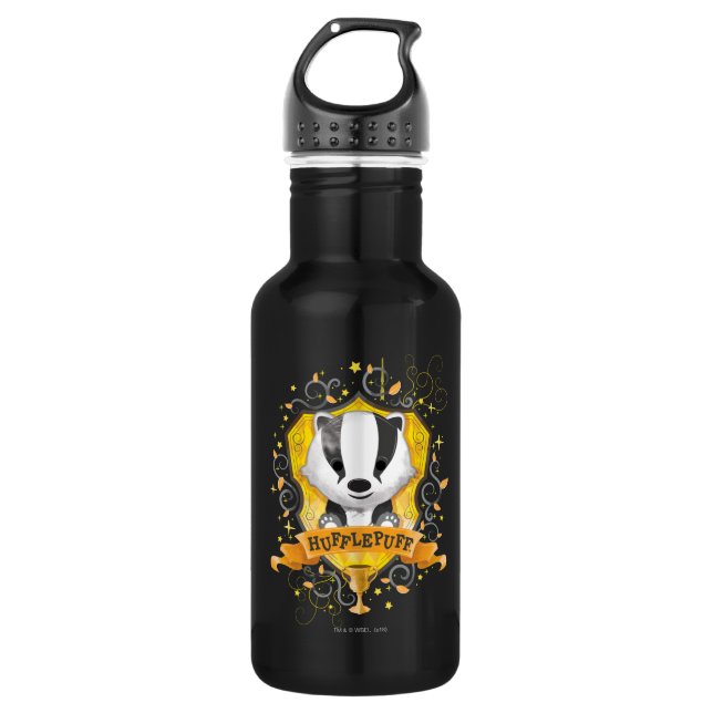 Botella De Agua Harry Potter | Encantador Escudo HUFFLEPUFF™ (Anverso)