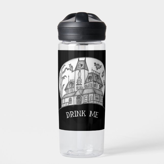 Botella De Agua Haunted House and Bats Halloween  (Delante)