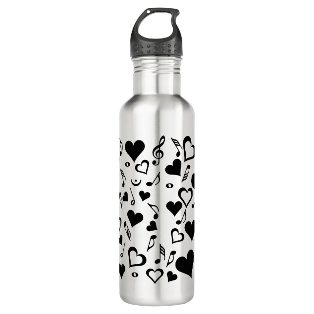 Botella De Agua Hearts and Music Notes (Anverso)