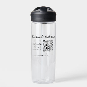 Botella De Agua Hecho a mano con amor código Q R sitio web de pequ