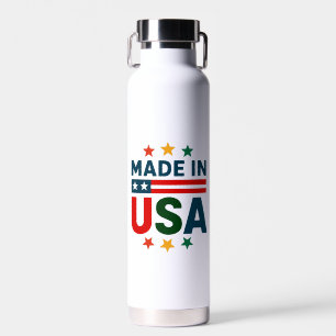Botella De Agua Hecho en Estados Unidos, diseño tipográfico patrió