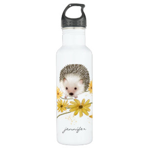 Botella De Agua Hedgehog floral personalizado