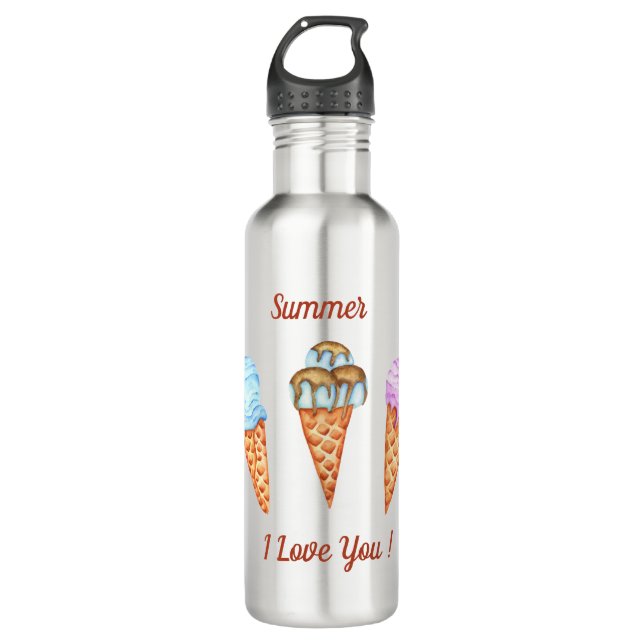 Botella De Agua Helado Cream Te Amo Un Verano Agradable (Anverso)