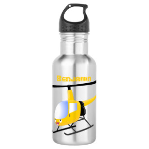 Botella De Agua Helicóptero de personalizado alegre amarillo lindo