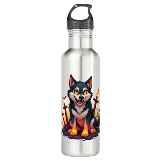 Botella De Agua Hellhound Husky Dog (Anverso)