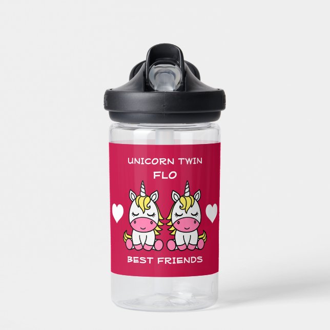 Botella De Agua Hermana gemela unicornio  (Delante)