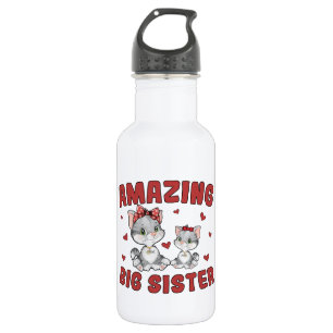 Botella De Agua Hermana grande asombrosa - Corazones rojos de gato