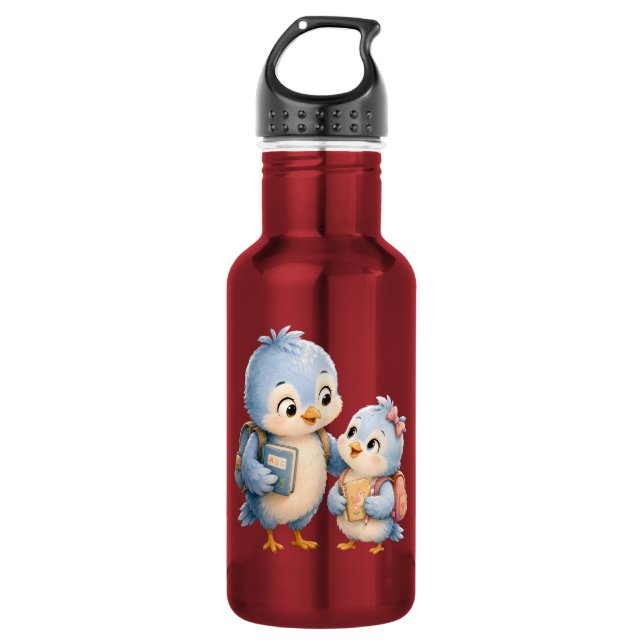 Botella De Agua Hermanos de pájaro azul (Anverso)