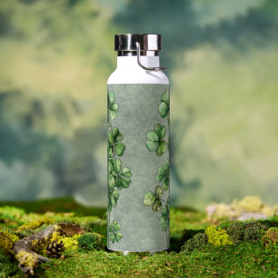 Botella De Agua Hermosa acuarela verde Shamrock